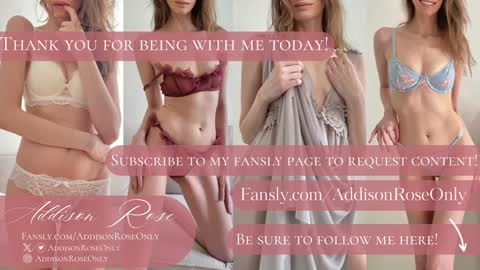 Addison Rose  I am currently away for the holiday weekend. Streams start again on 1242024. Enjoy the holiday online show from 12.16.24