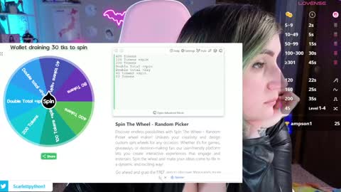 Snapshot of scarlettpython1 chatting on 10.17.25 Scarlett online show from 10.17.25
