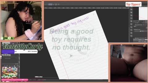 Snapshot of violentlycurly chatting on 03.08.26 Curly the Coin Operated Toy online show from 03.08.26