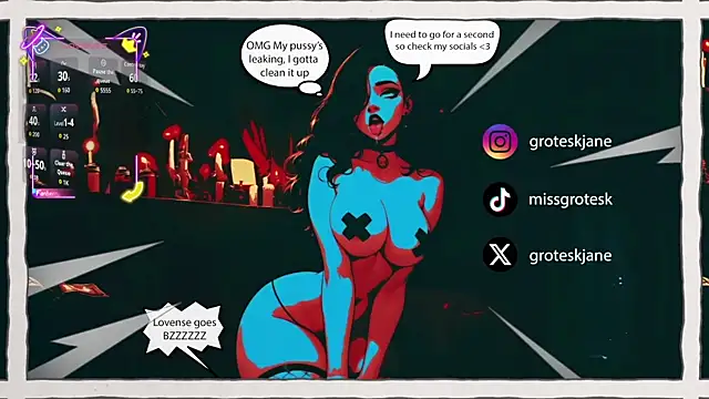 Snapshot of GroteskJane chatting on 04.18.26 GroteskJane online show from 04.18.26